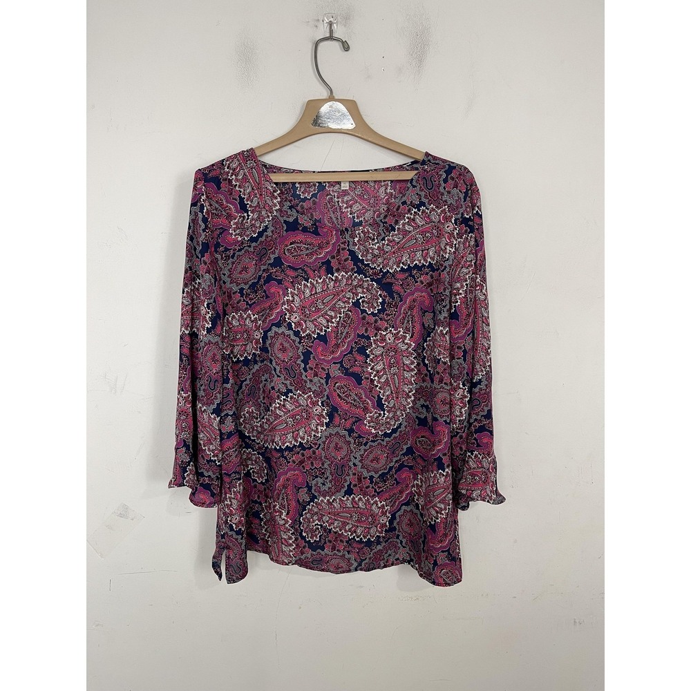 Talbots Womens Shirt XL Paisley Fall Floral Colorful Preppy Fairy Office Career